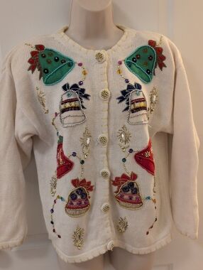 Vintage Victoria Harbour Embellished Christmas Cardigan